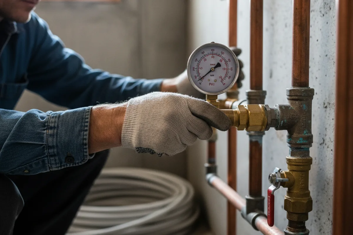 Pressure testing a repaired line during Water Line Repair in Mc Dade